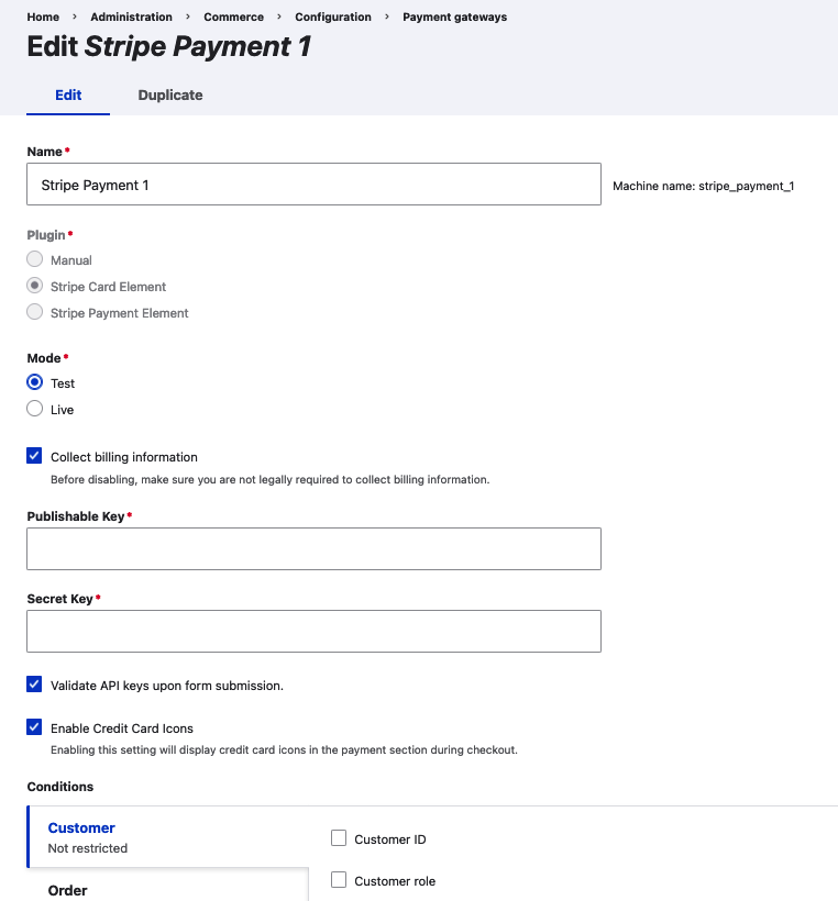 gateway settings page