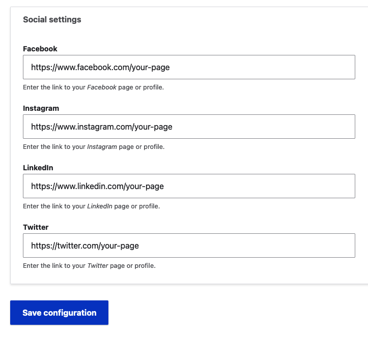 configure your social links