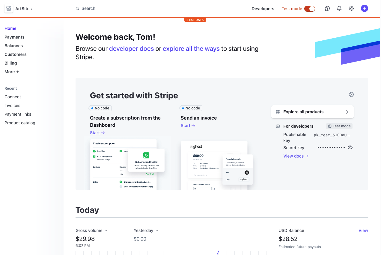 stripe dashboard