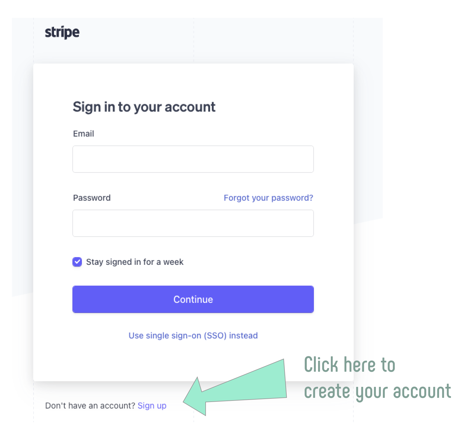 how to sign up for Stripe