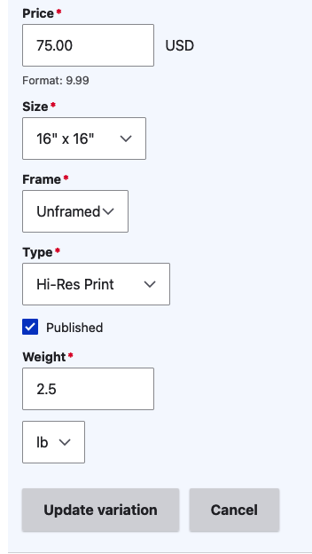 unpublish variation